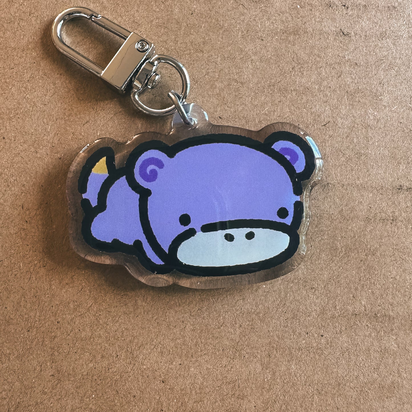 Pink Hippo Baby Acrylic Epoxy Keychain