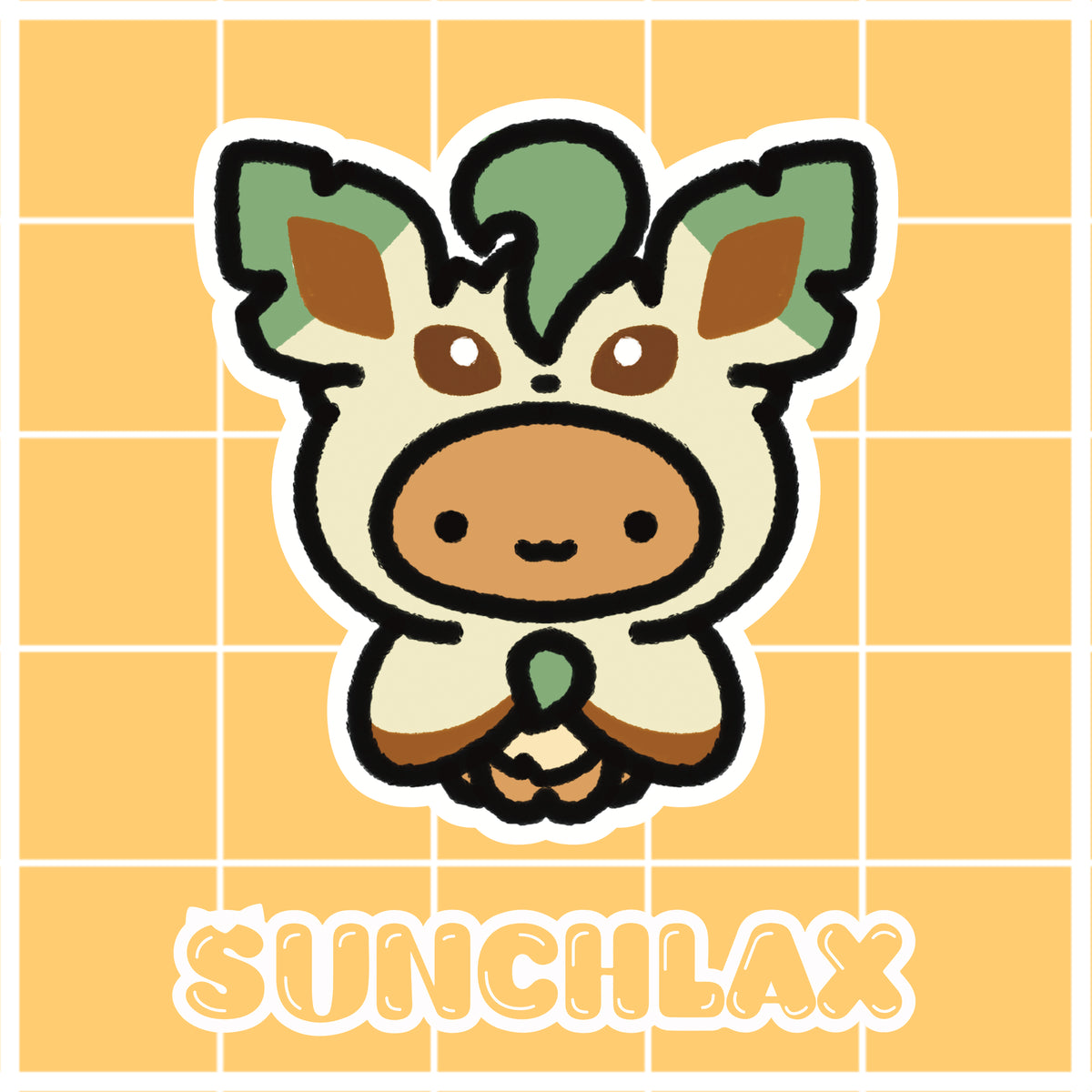 Brown Cat Wearing Grass Poncho Sticker