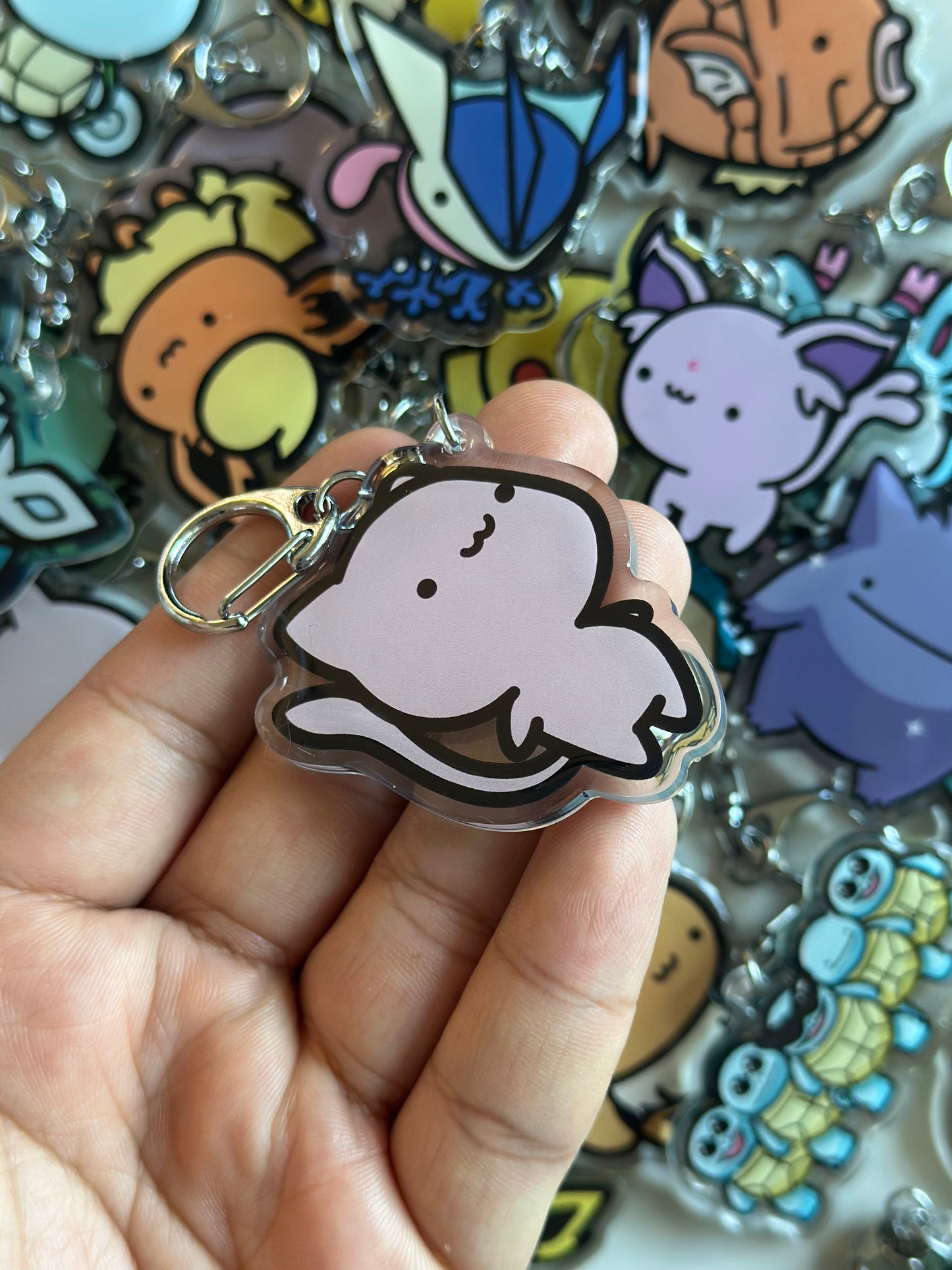 Pink Cat Acrylic Epoxy Keychain