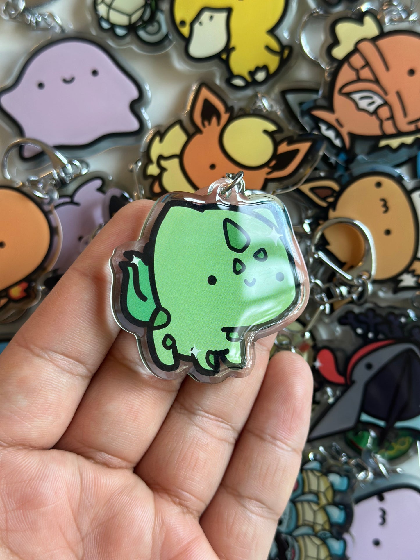 Grass Dinosaur Acrylic Epoxy Keychain