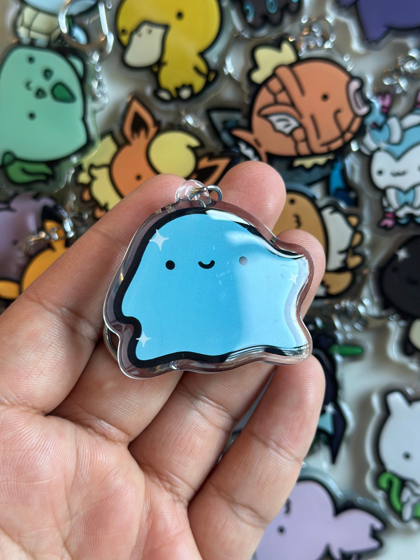 Pink Blob Acrylic Epoxy Keychain