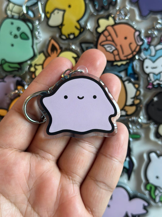 Pink Blob Acrylic Epoxy Keychain
