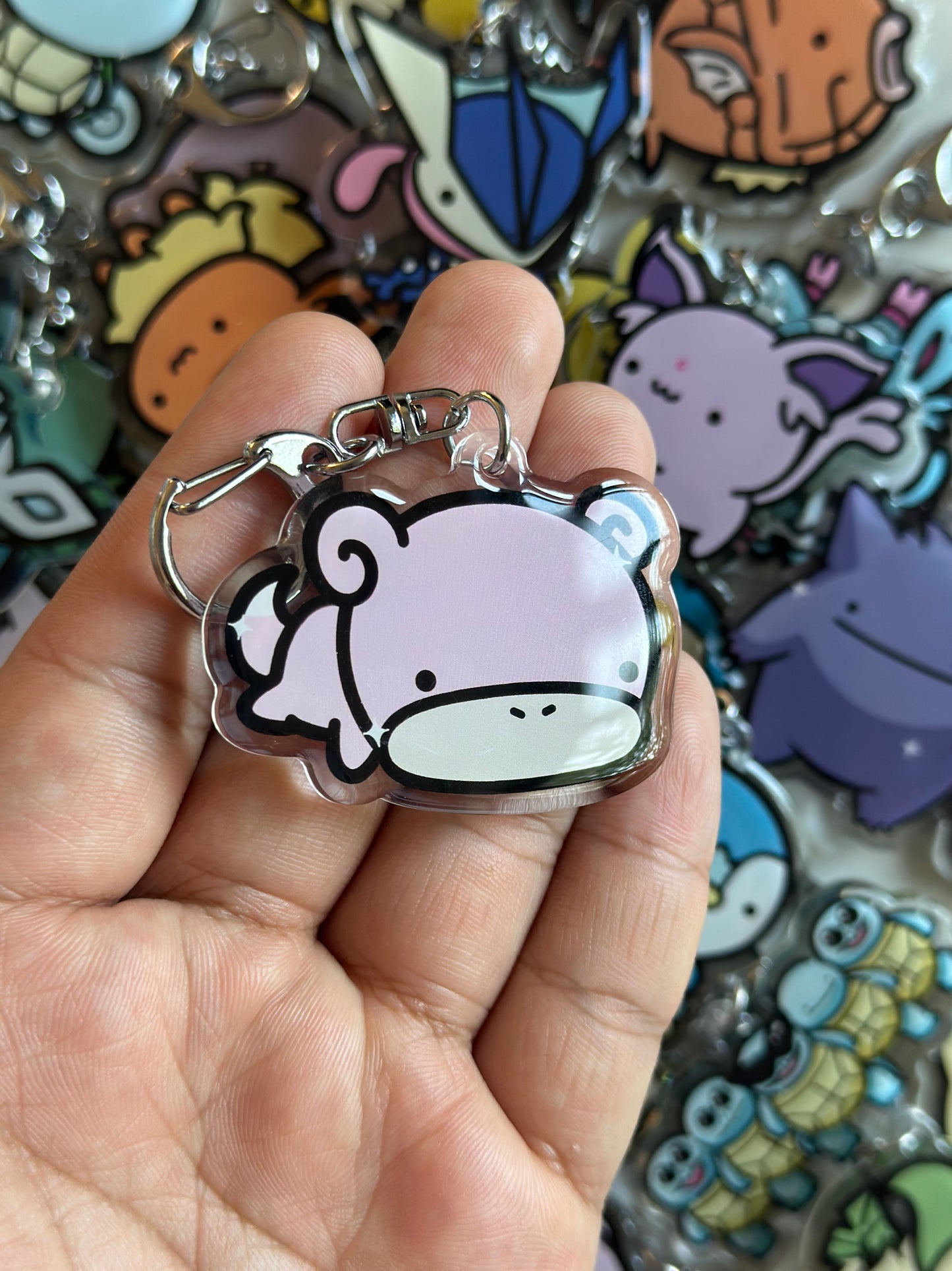 Pink Pig Acrylic Epoxy Keychain
