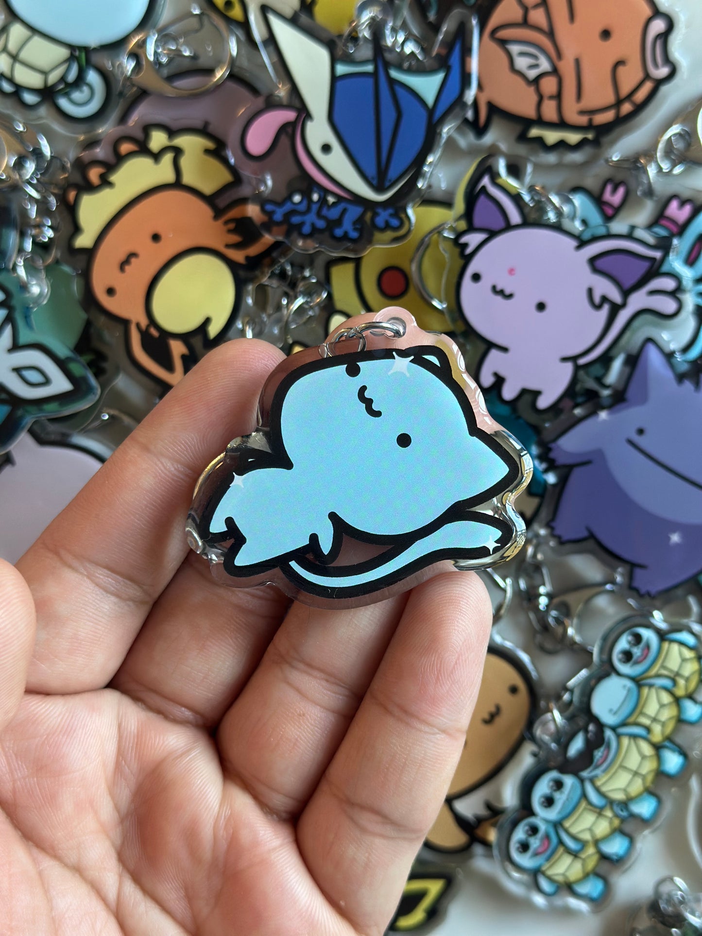 Pink Cat Acrylic Epoxy Keychain