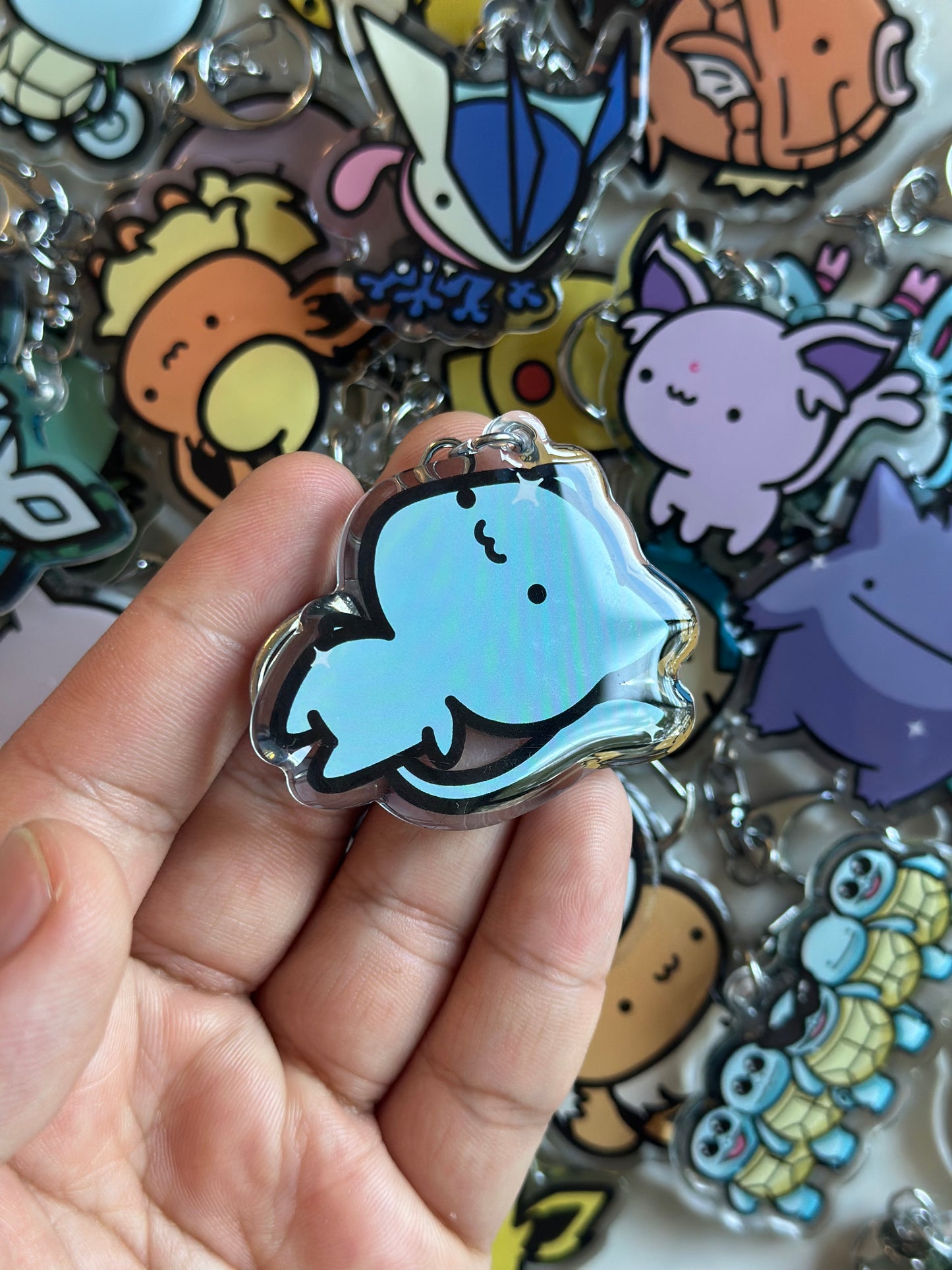 Pink Cat Acrylic Epoxy Keychain