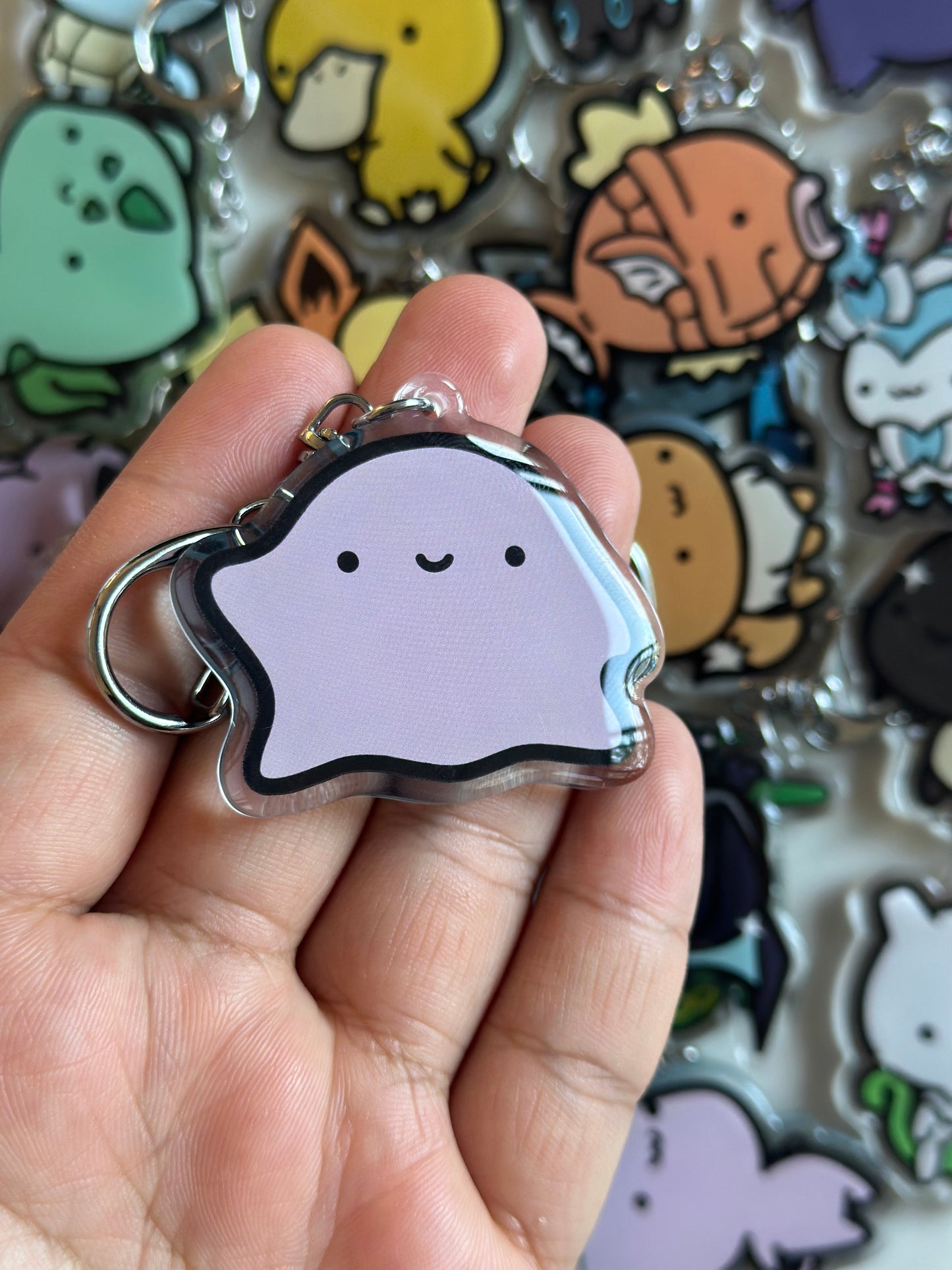 Pink Blob Acrylic Epoxy Keychain