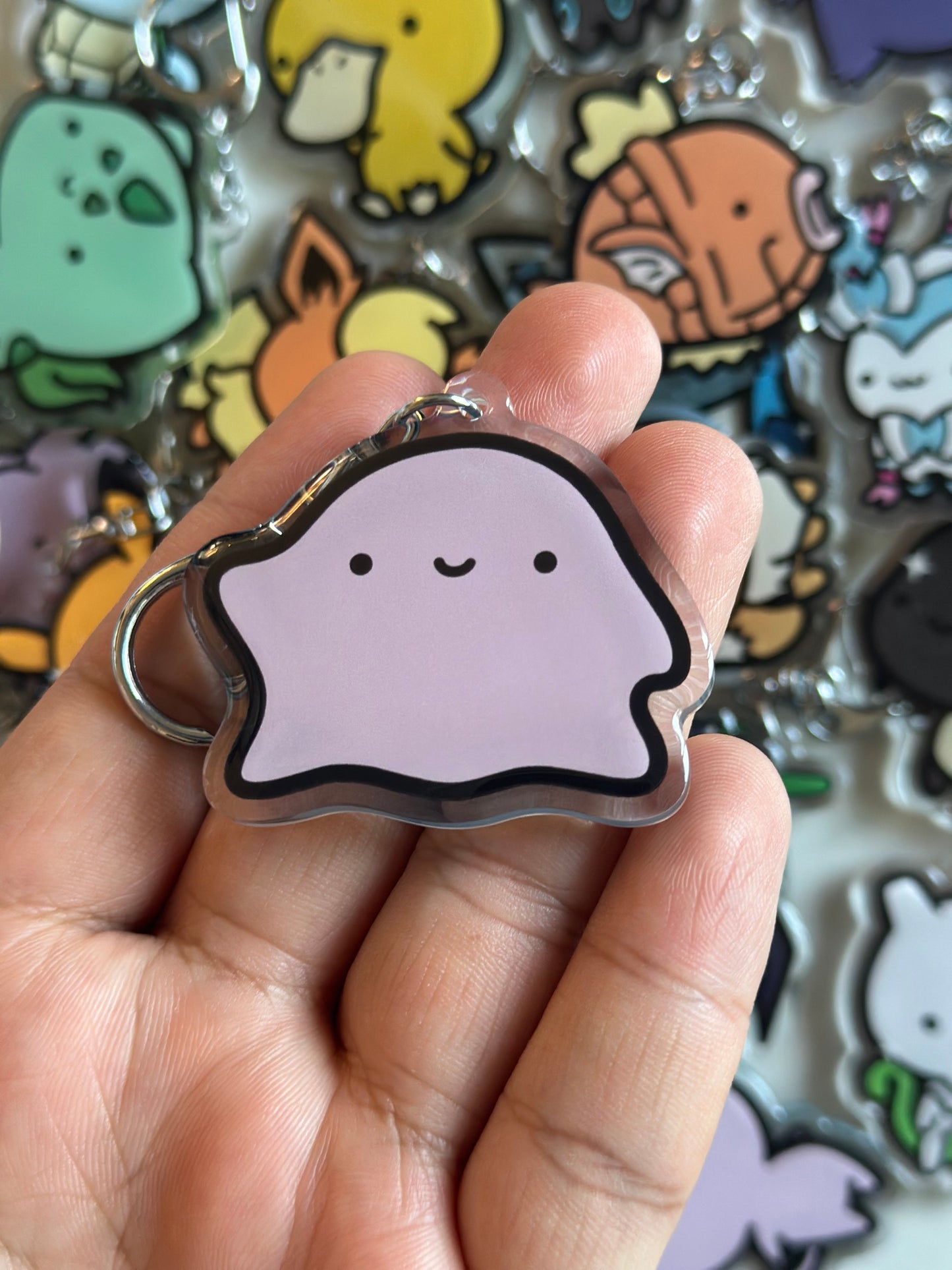 Pink Blob Acrylic Epoxy Keychain