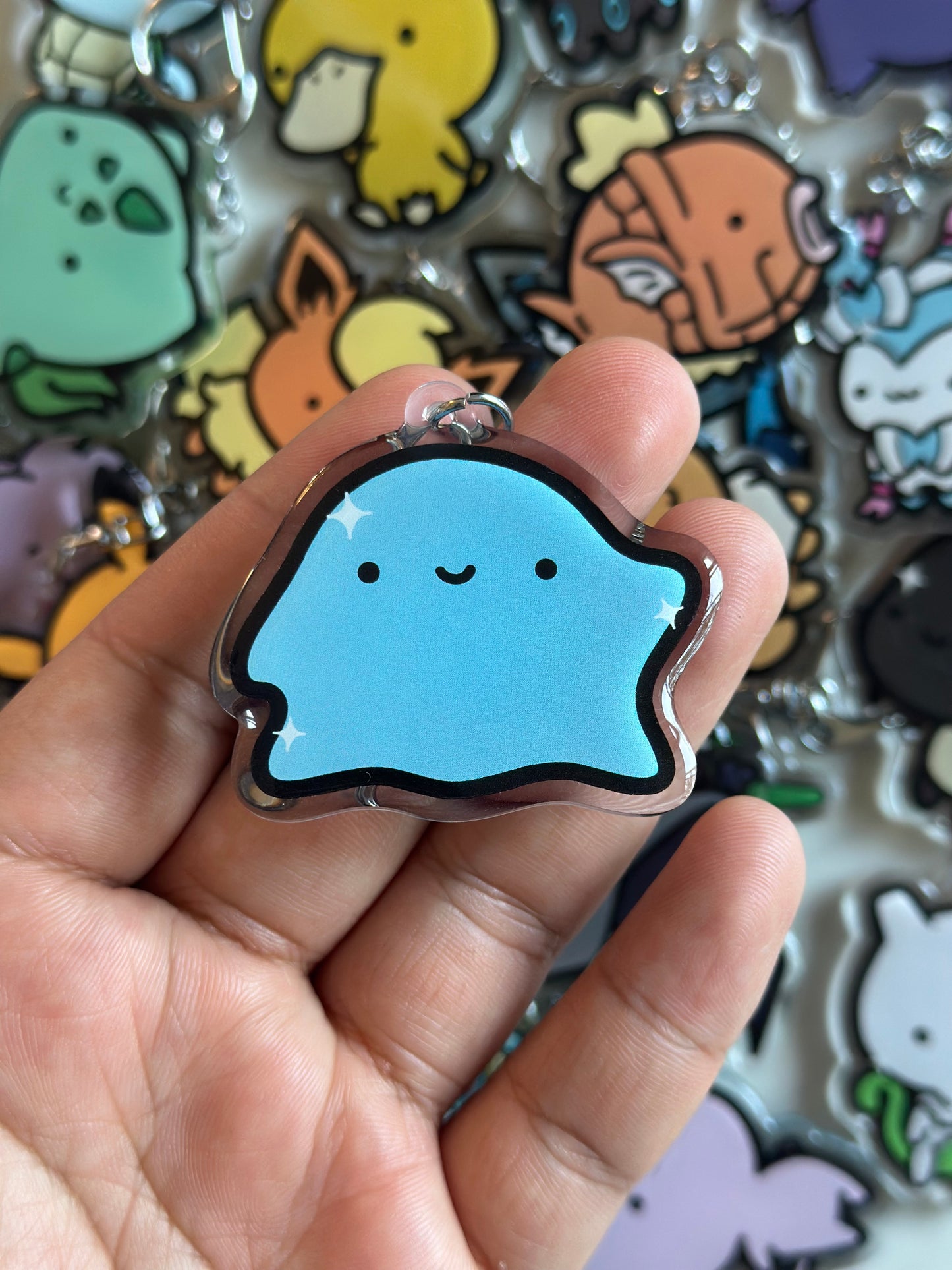 Pink Blob Acrylic Epoxy Keychain