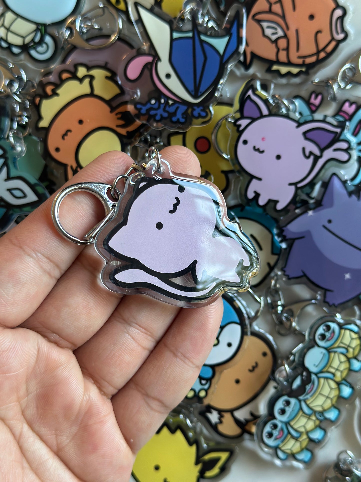 Pink Cat Acrylic Epoxy Keychain