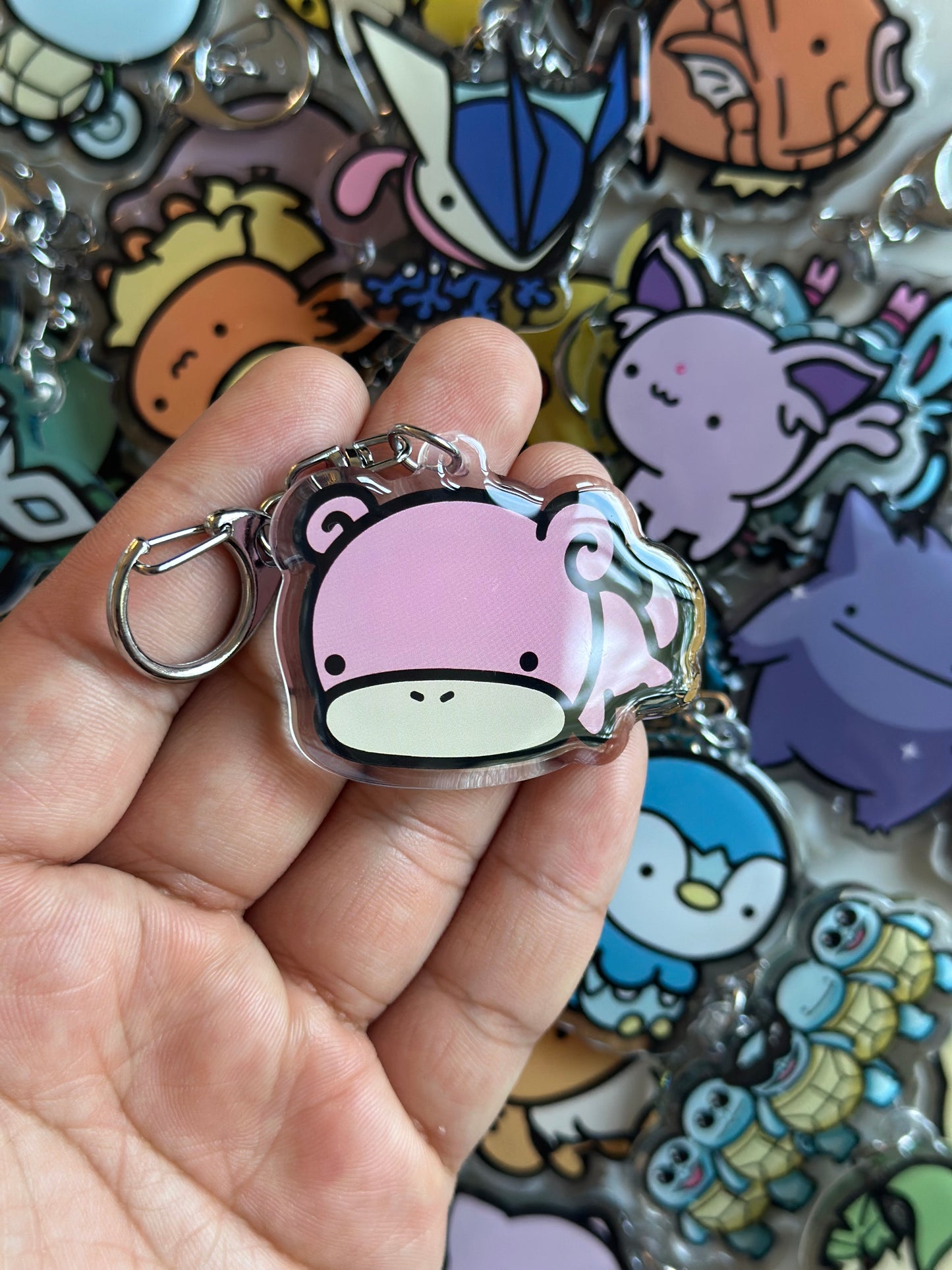 Pink Pig Acrylic Epoxy Keychain
