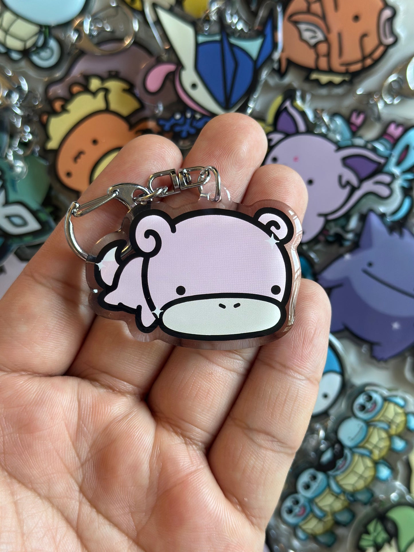 Pink Pig Acrylic Epoxy Keychain