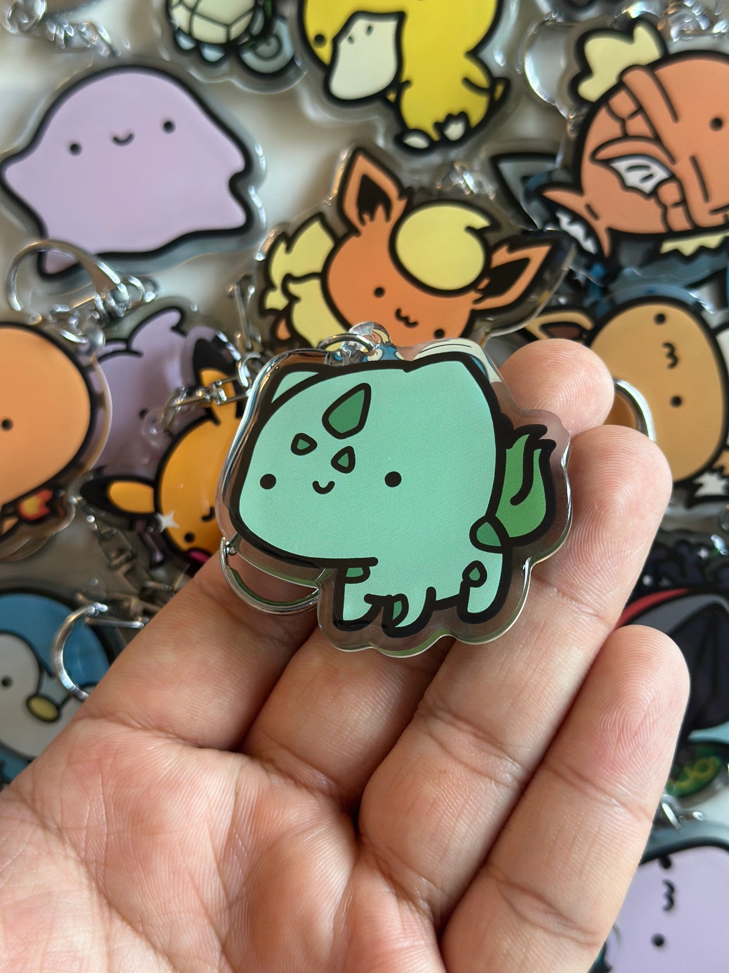 Grass Dinosaur Acrylic Epoxy Keychain