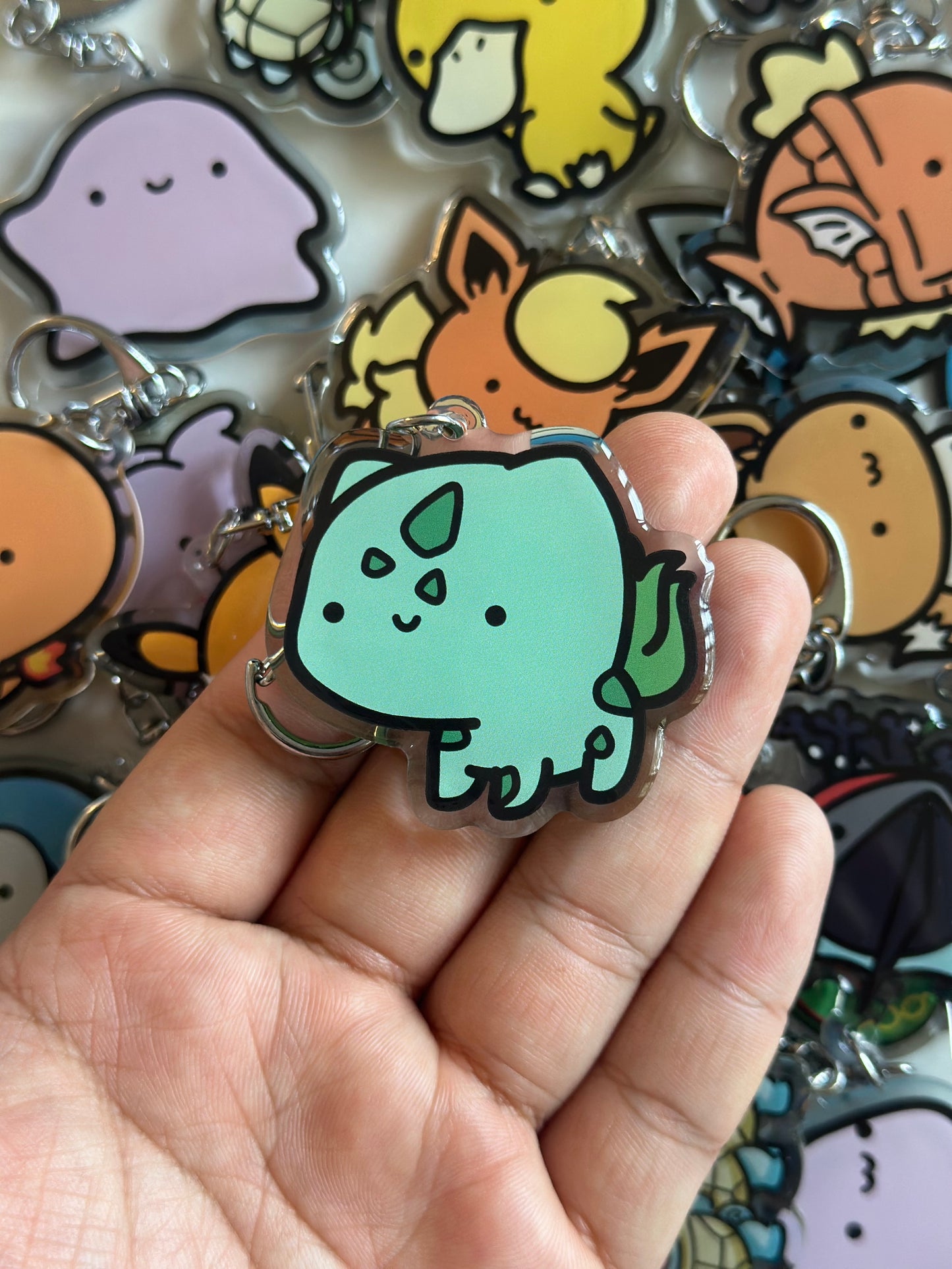 Grass Dinosaur Acrylic Epoxy Keychain