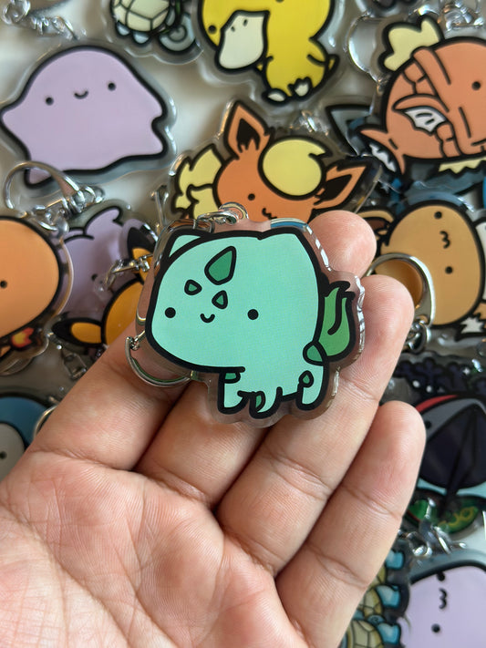 Grass Dinosaur Acrylic Epoxy Keychain