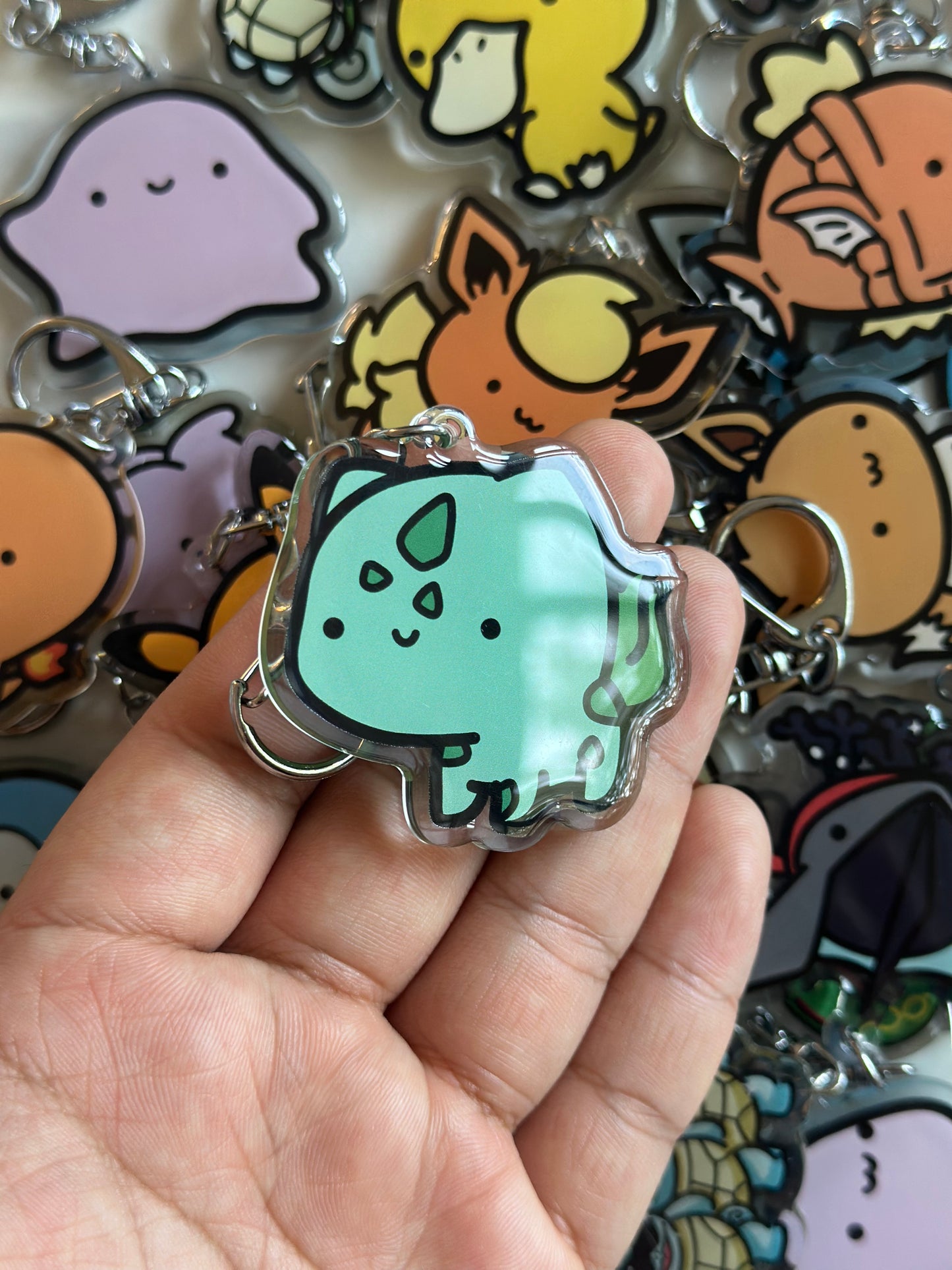 Grass Dinosaur Acrylic Epoxy Keychain