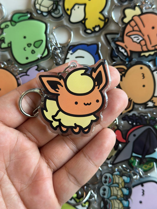 Fire Animal Acrylic Epoxy Keychain