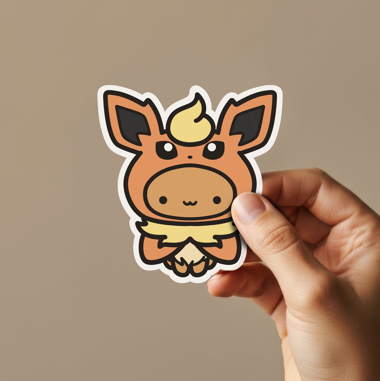 Cute Brown Animal Wearing Fire Poncho Sticker