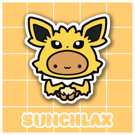 Cute Brown Animal Wearing Thunder Poncho Sticker
