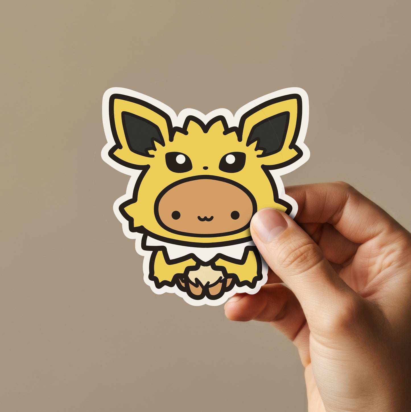 Cute Brown Animal Wearing Thunder Poncho Sticker
