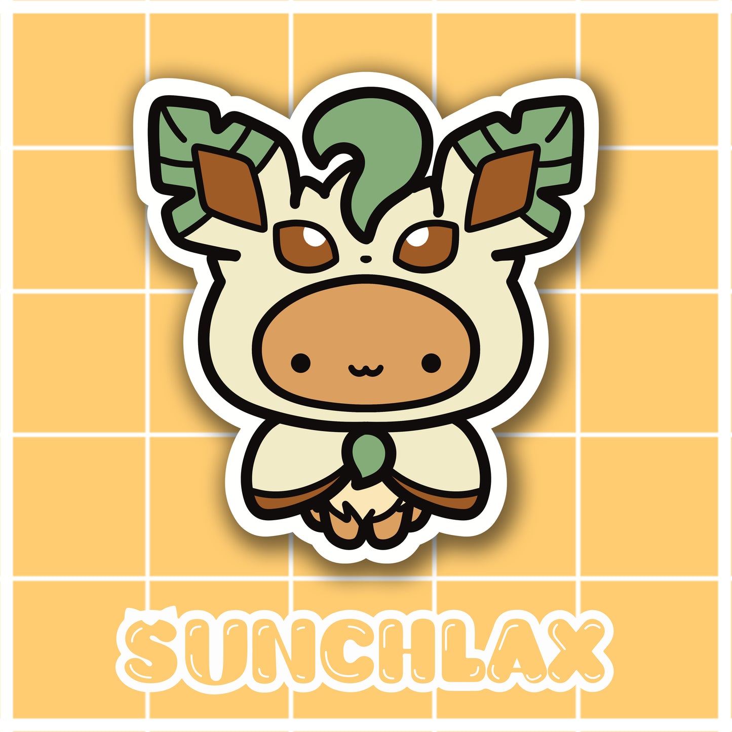 Cute Brown Animal Wearing Grass Poncho Sticker