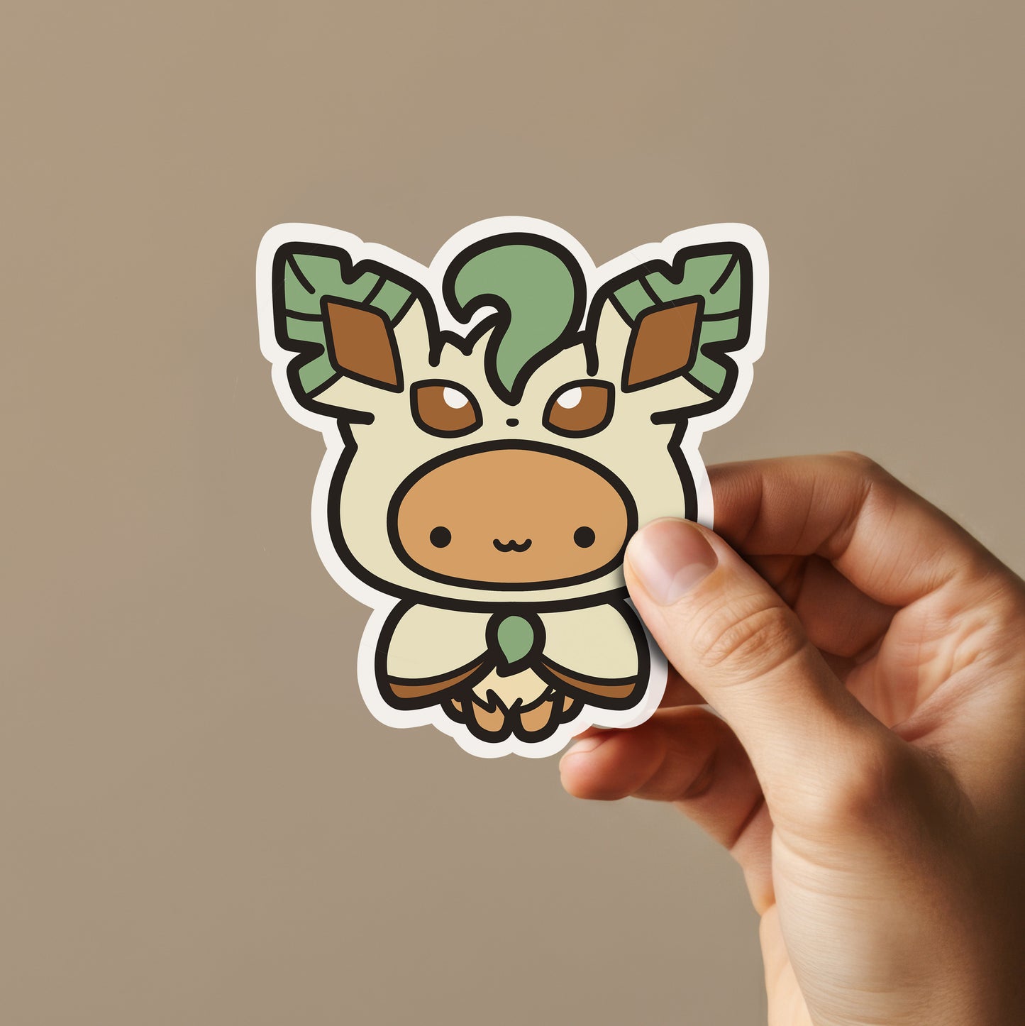 Cute Brown Animal Wearing Grass Poncho Sticker