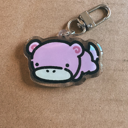 Pink Hippo Baby Acrylic Epoxy Keychain