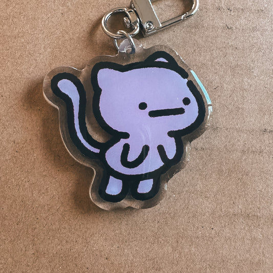 Pink Kitten Acrylic Epoxy Keychain