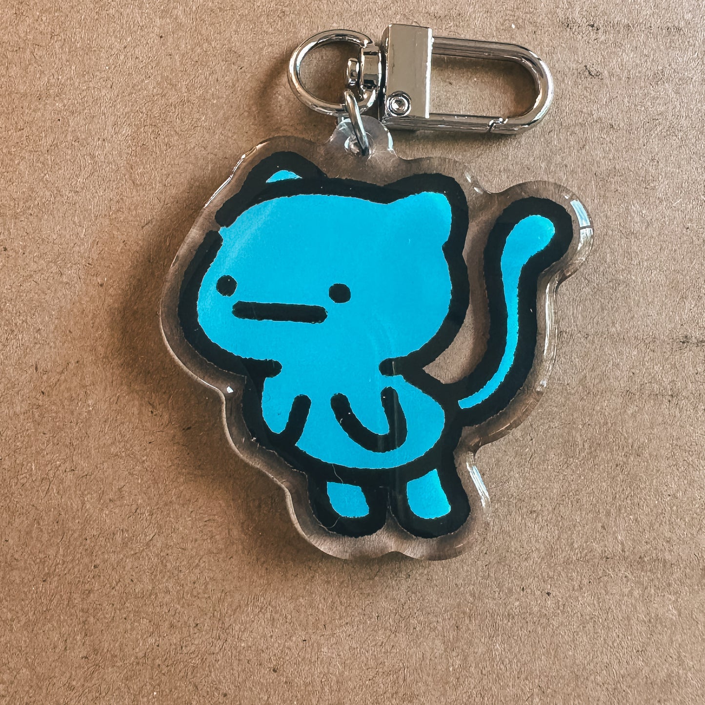 Pink Kitten Acrylic Epoxy Keychain