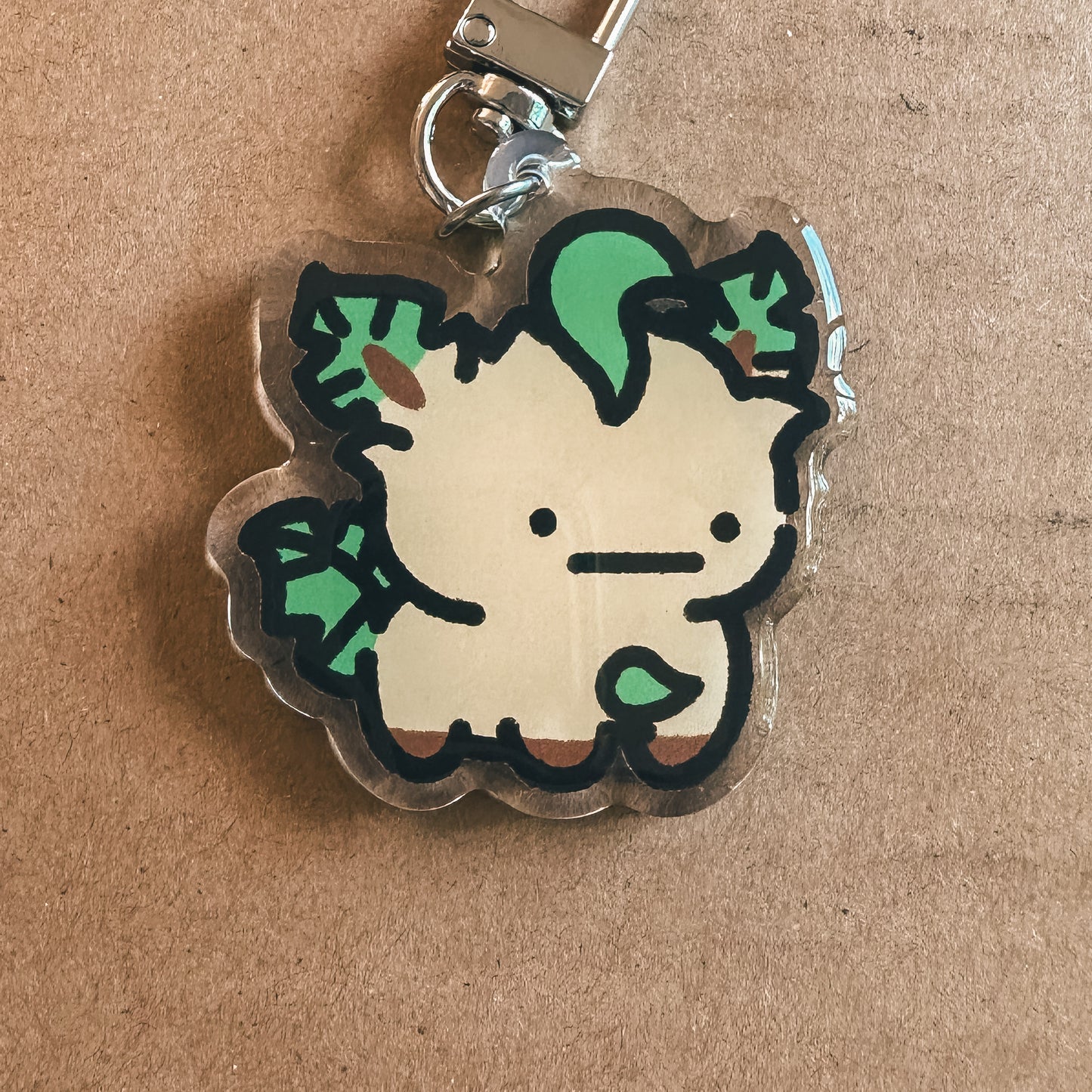 Leafy Cat Acrylic Enamel Keychain