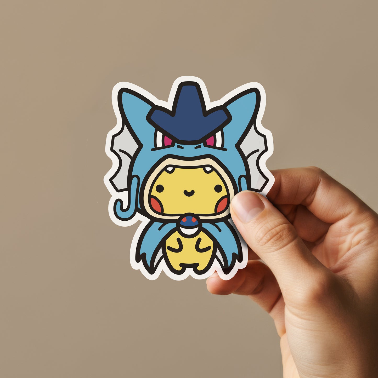 Yellow Rat Wearing Sea Monster Poncho Sticker