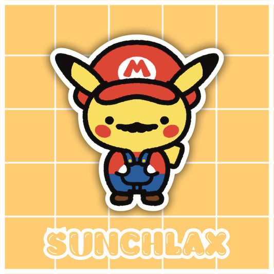 Yellow Rat Wearing Red Plumber Outfit Sticker