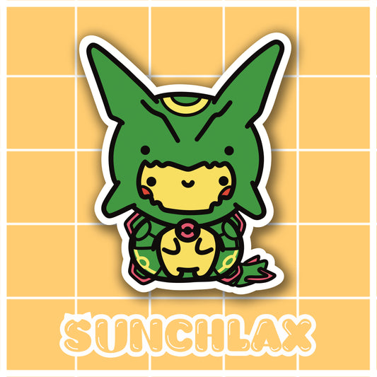 Yellow Rat Wearing Green Dragon Poncho Sticker