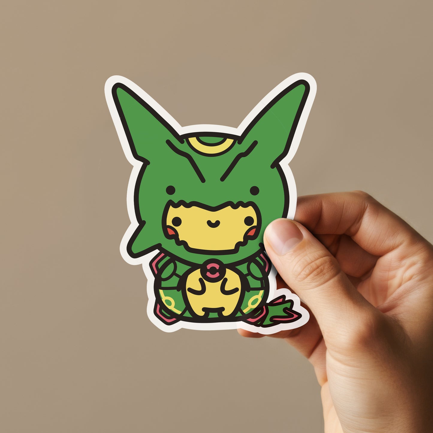 Yellow Rat Wearing Green Dragon Poncho Sticker
