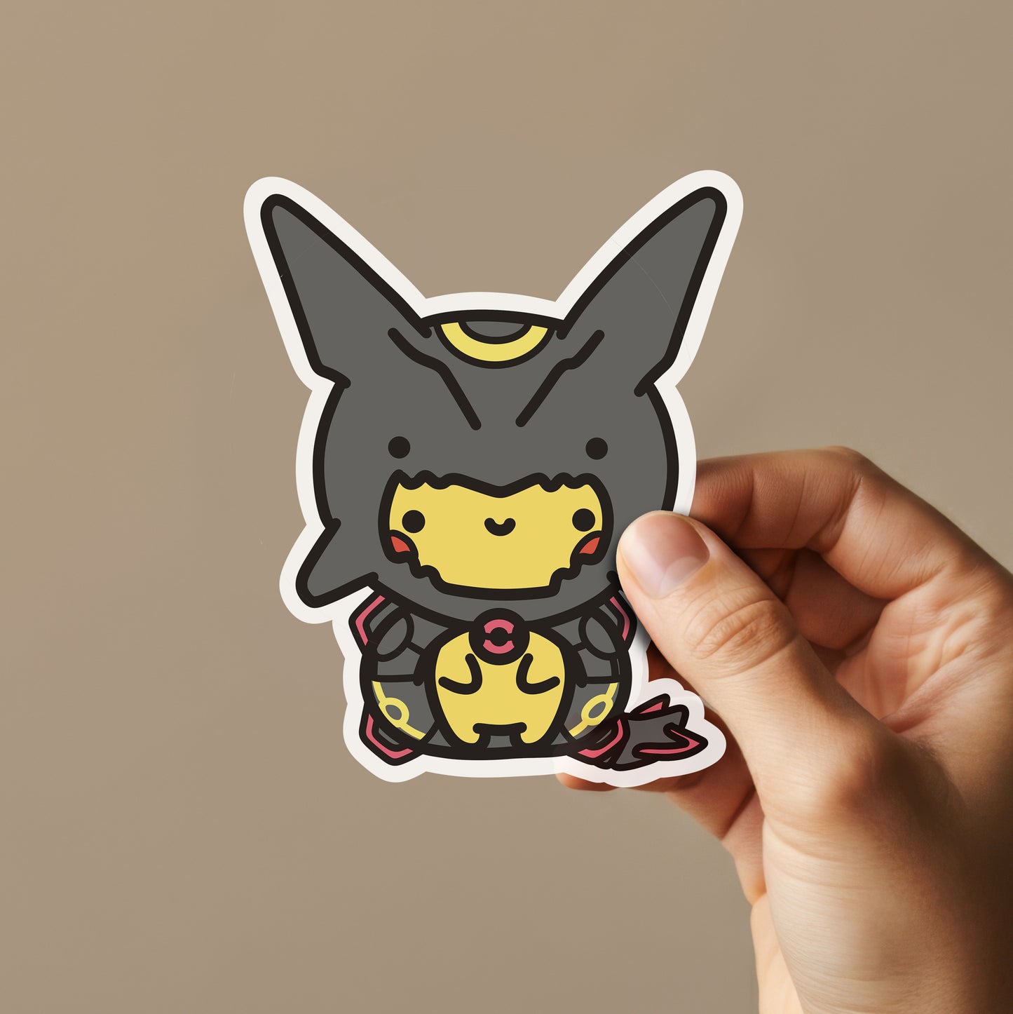 Yellow Rat Wearing Black Dragon Poncho Sticker