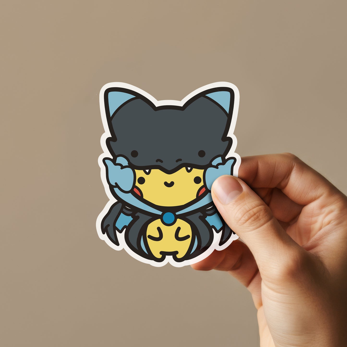 Yellow Rat Wearing Blue Dragon Poncho Sticker