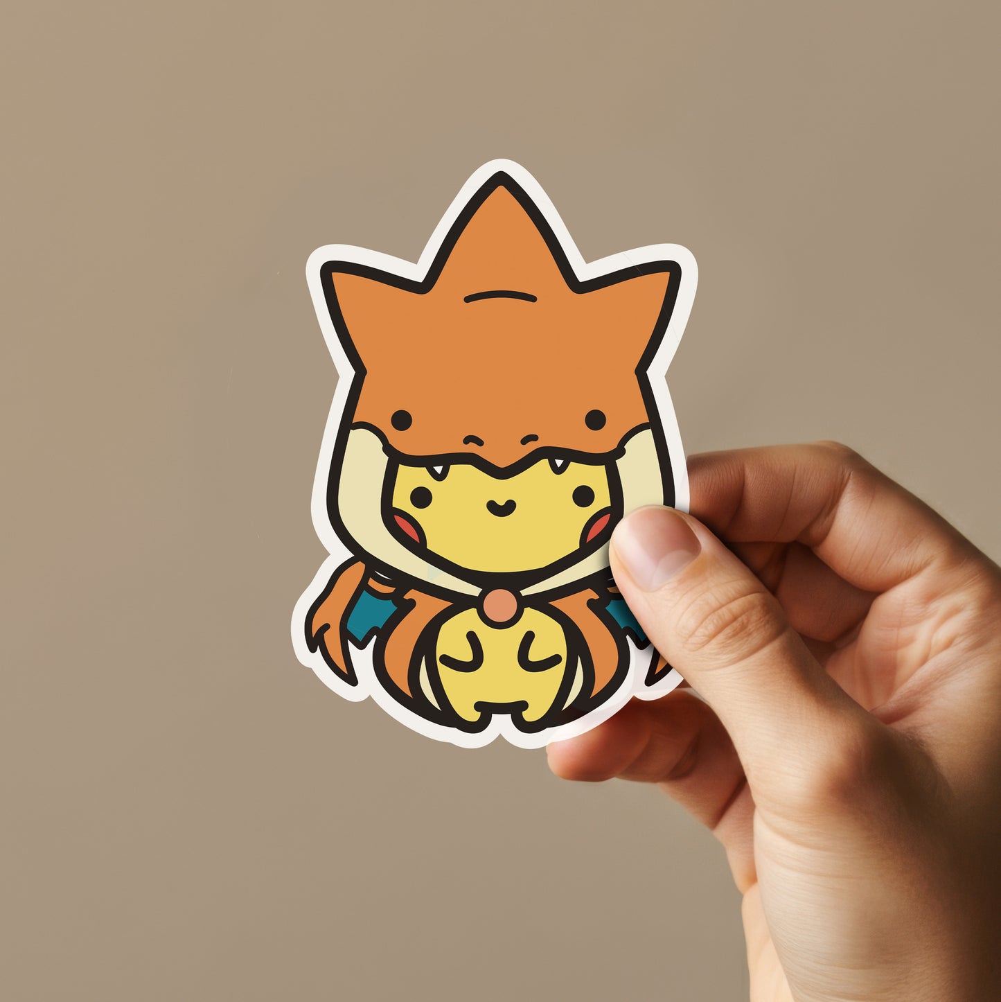 Yellow Rat Wearing Orange Dragon Poncho Sticker